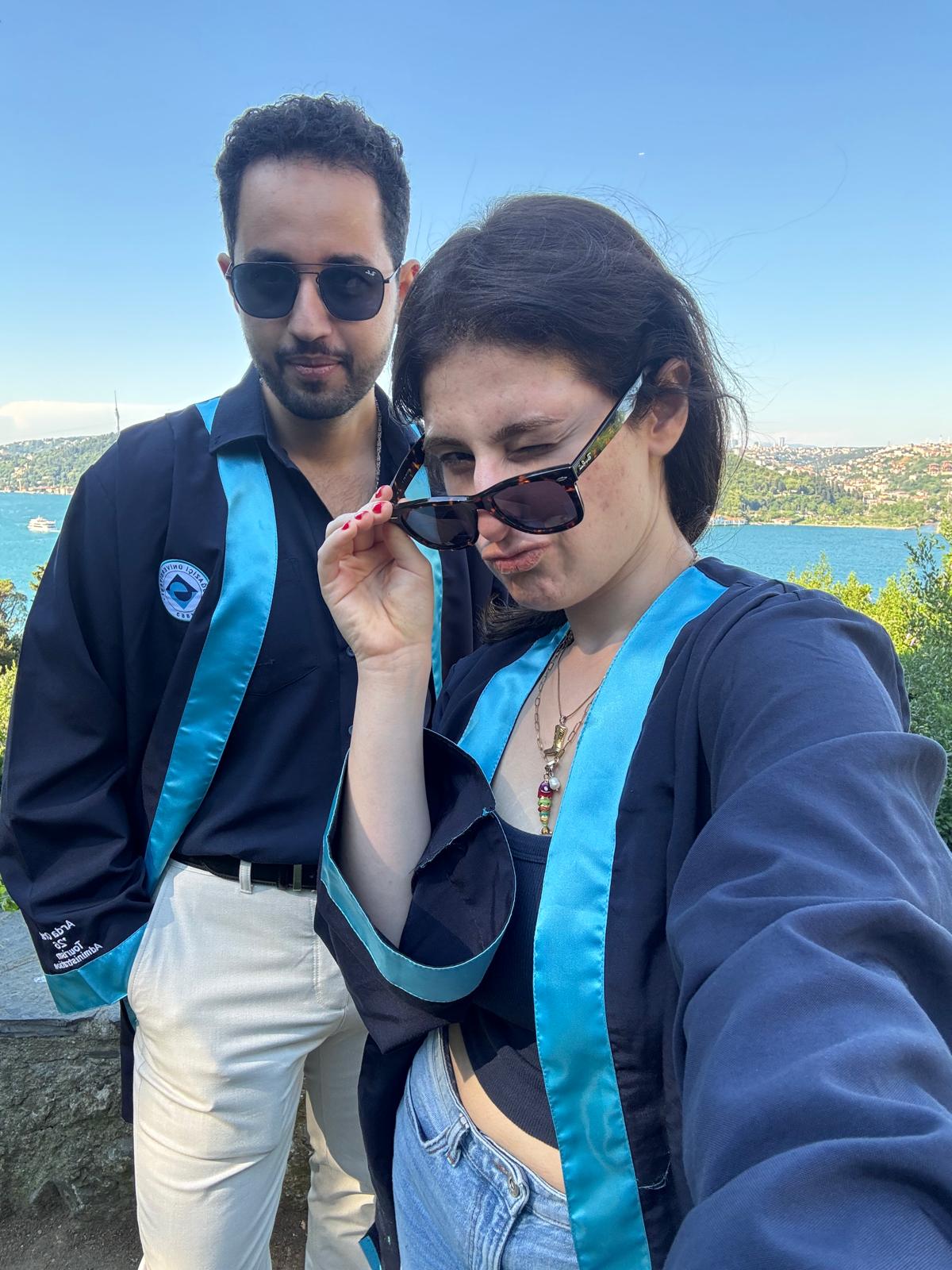Arda Orak Boğaziçi University graduation with his friend Nilsu Albayrak, July 2026