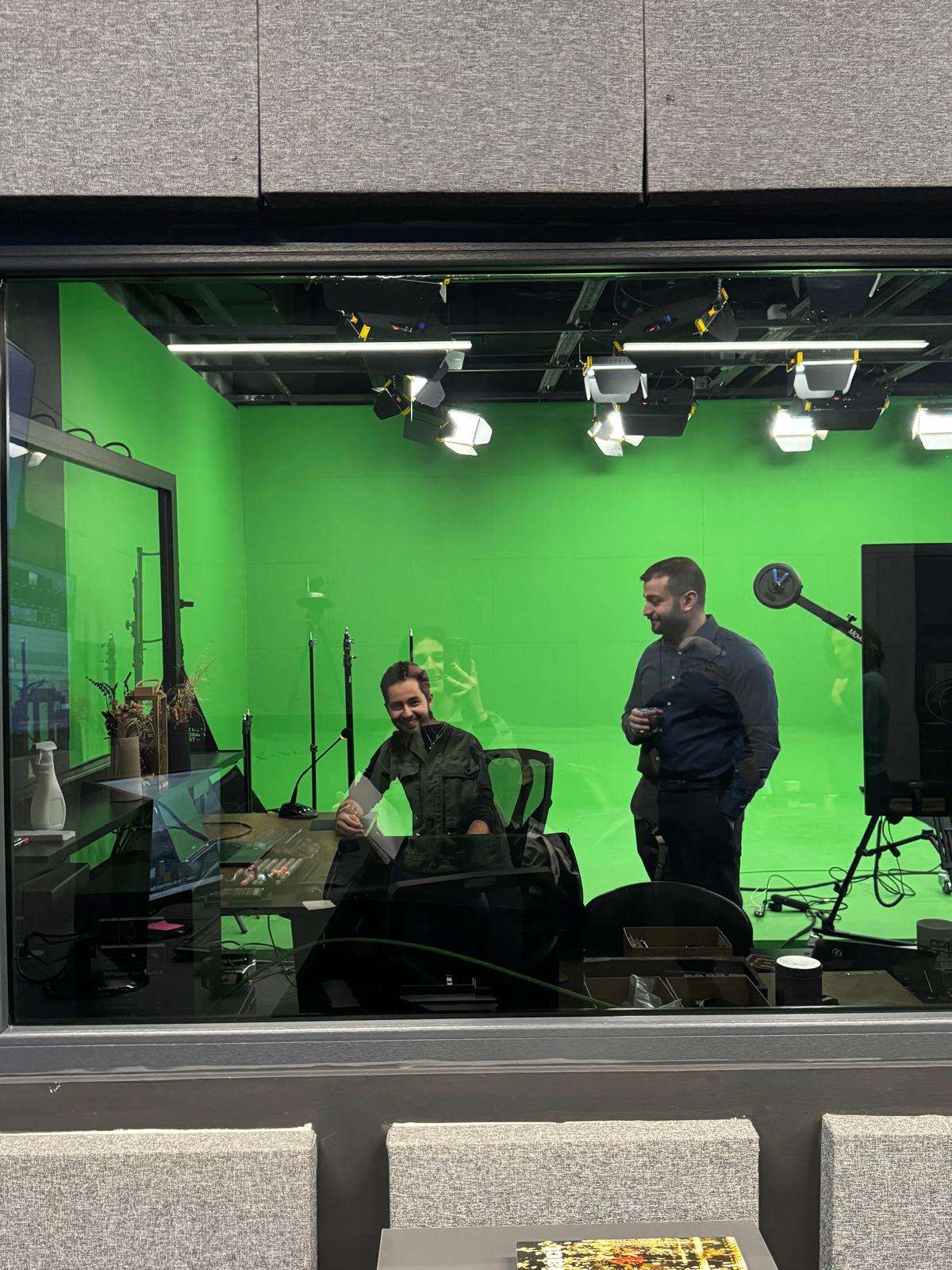 Arda Orak in Boğaziçi University podcast studio with his friend, April 2026